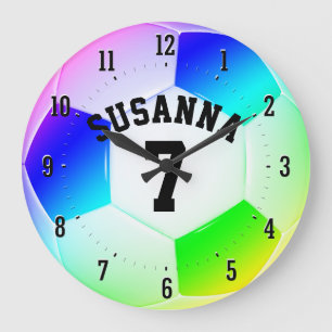 Personalizable Colorful Soccer Football Gift Große Wanduhr