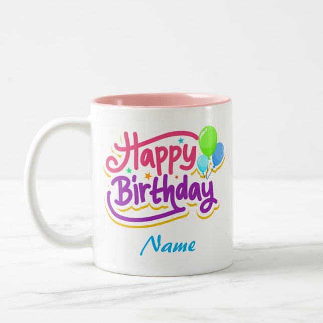 Personalizable Happy Geburtstag Kaffee Tasse (Links)