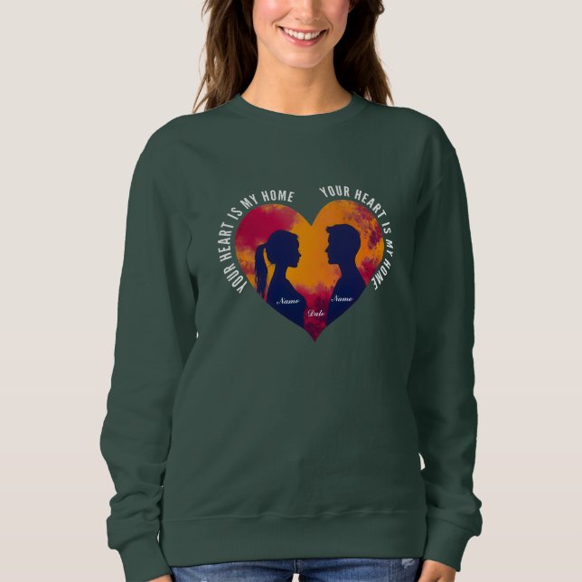 Personalizable Heart Home Romantic Couple Women's  Sweatshirt (Vorderseite)