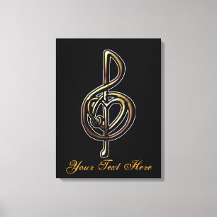 Personalizable Heart Treble Clef Leinwanddruck