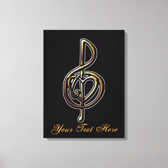 Personalizable Heart Treble Clef Leinwanddruck (Vorderseite)