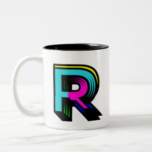 Personalizable Initial Letter R Mug Zweifarbige Tasse