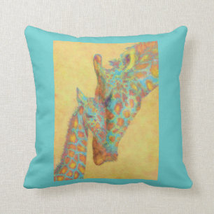 Personalizable Kissen der Aqua- und Goldgiraffen