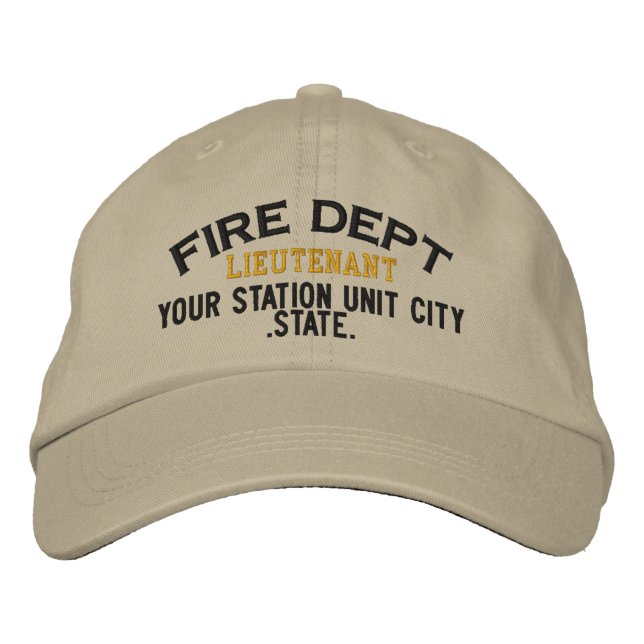 Personalizable Lieutenant Firefighter Hat Bestickte Kappe (Vorderseite)