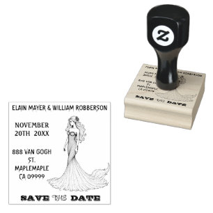 Personalizable Lovely Mermaid Save the Date Gummistempel