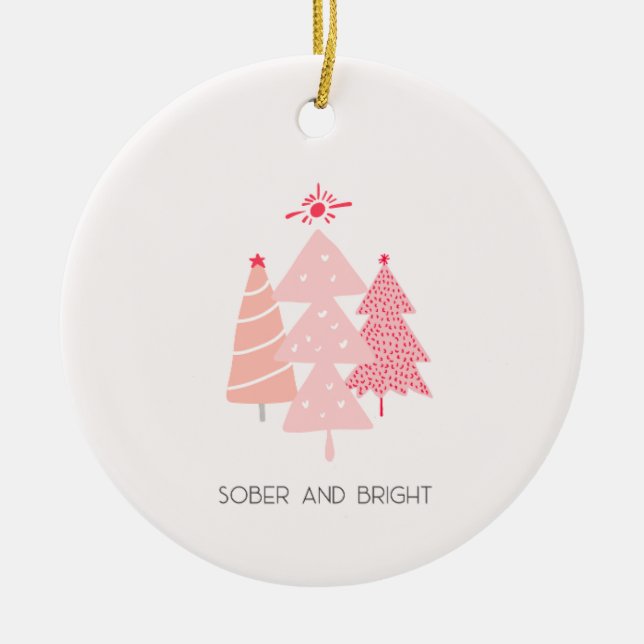 Personalizable Pink Tree Sobriety Weihnachten Keramik Ornament (Vorne)
