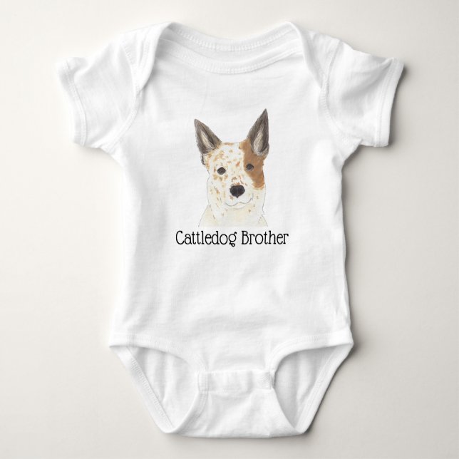 Personalizable Red White Cattledog Heeler Baby Strampler (Vorderseite)
