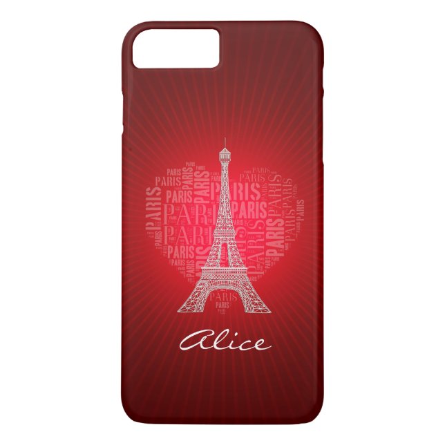 Personalizable rote Liebe Paris Case-Mate iPhone Hülle (Rückseite)
