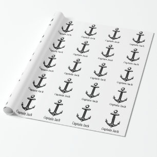 Personalizable schwarzer Seeanker Geschenkpapier