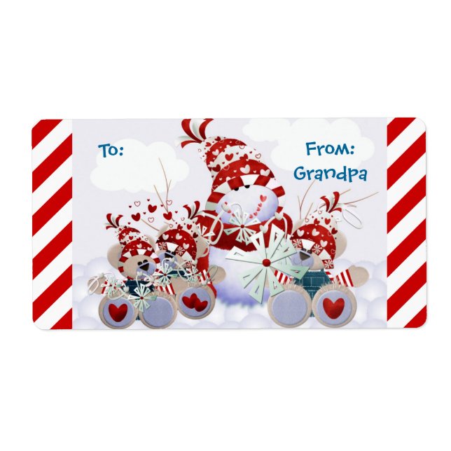 Personalizable Snowman Teddy Bären Weihnachtsmarke (Vorne)