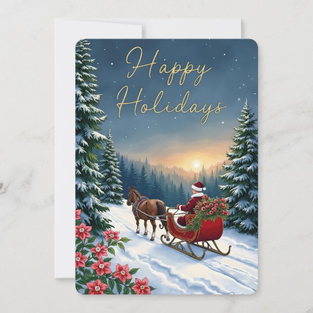 Personalizable Vintage  Flat Holiday Card  Feiertagskarte (Vorderseite)