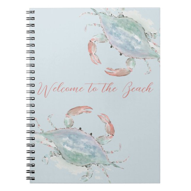 Personalizable Watercolor Crab Rental Guest Book Notizblock (Vorderseite)