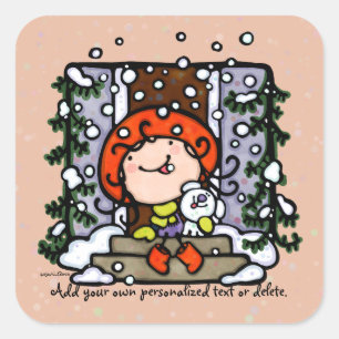 Personalizable Winter Snow Christmas Quadratischer Aufkleber