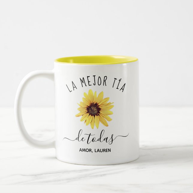 Personalizada La Mejor Tía de Toda Zweifarbige Tasse (Links)