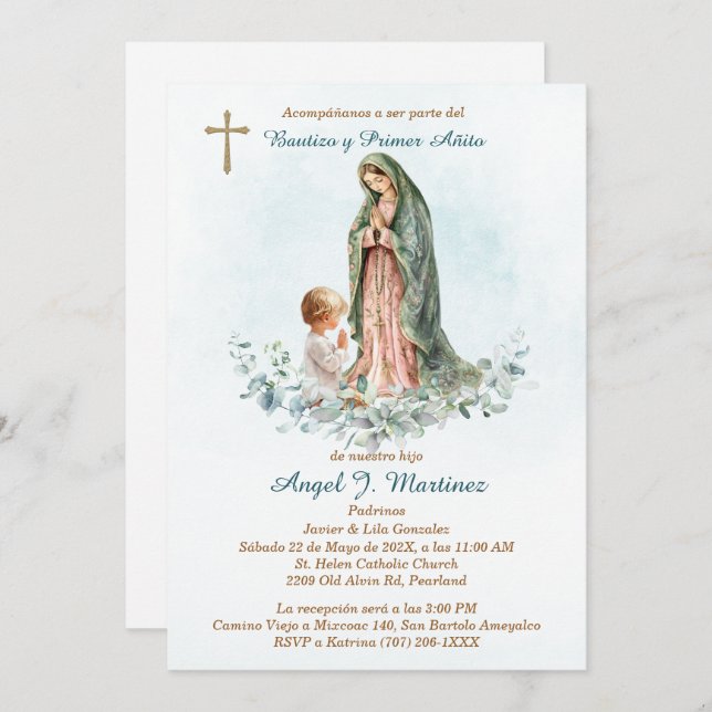 Personalizada Para Bautizo De Niño Einladung (Vorne/Hinten)
