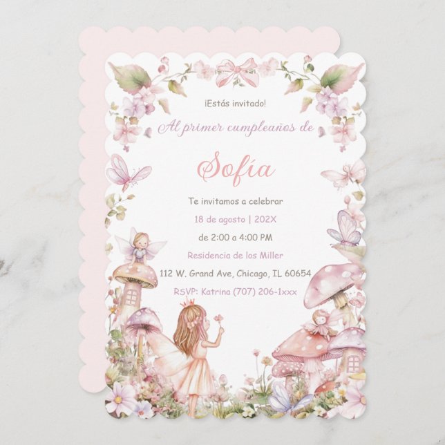 Personalizadas De Cumpleaños De Hadas Einladung (Vorne/Hinten)