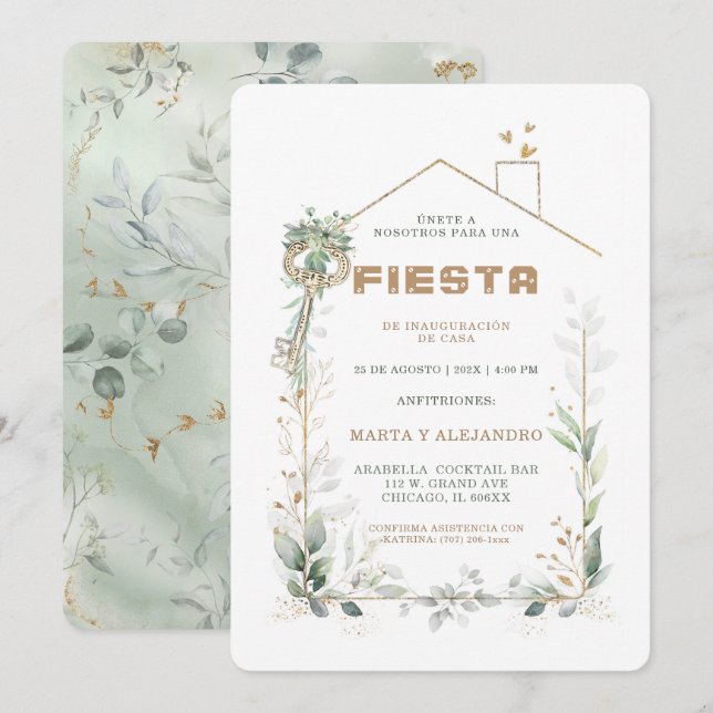 Personalizadas Para Inauguración y Cumpleaños Einladung (Vorne/Hinten)