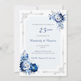 Personalizadas plata 25 años estilo Vintag Einladung