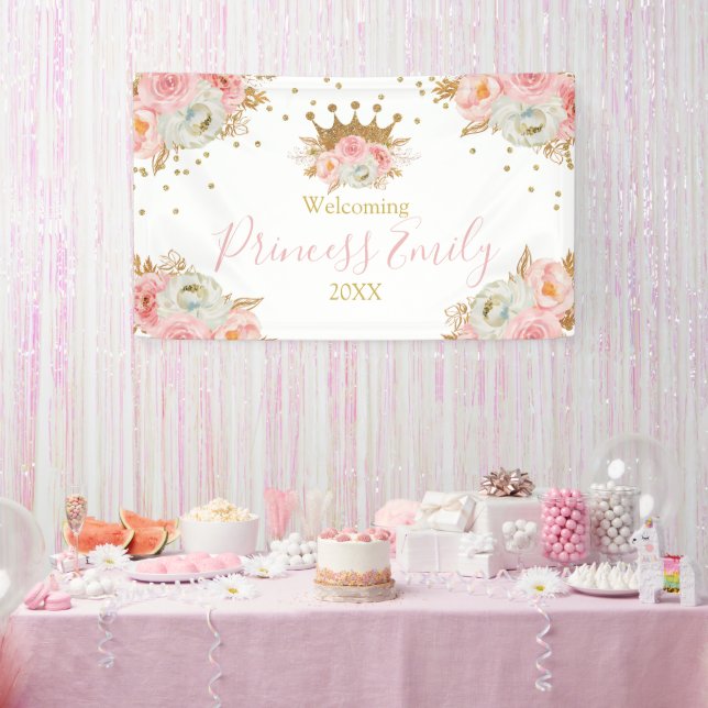 Personalizado de Banners Princesa Floral Rosa y Go Banner (Party)