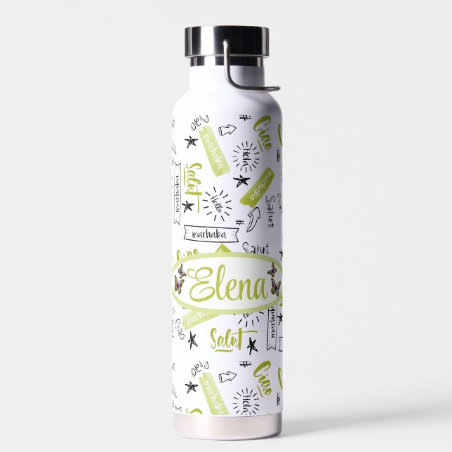 Personalizado ,Hola en varias idiomas Trinkflasche (Links)