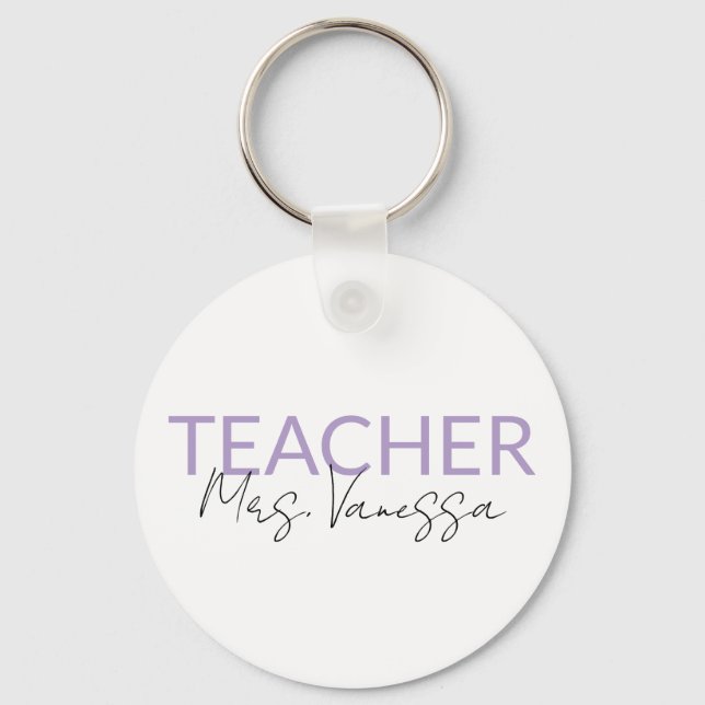 Personalization Teacher Name keychain, Retro Teach Schlüsselanhänger (Vorderseite)