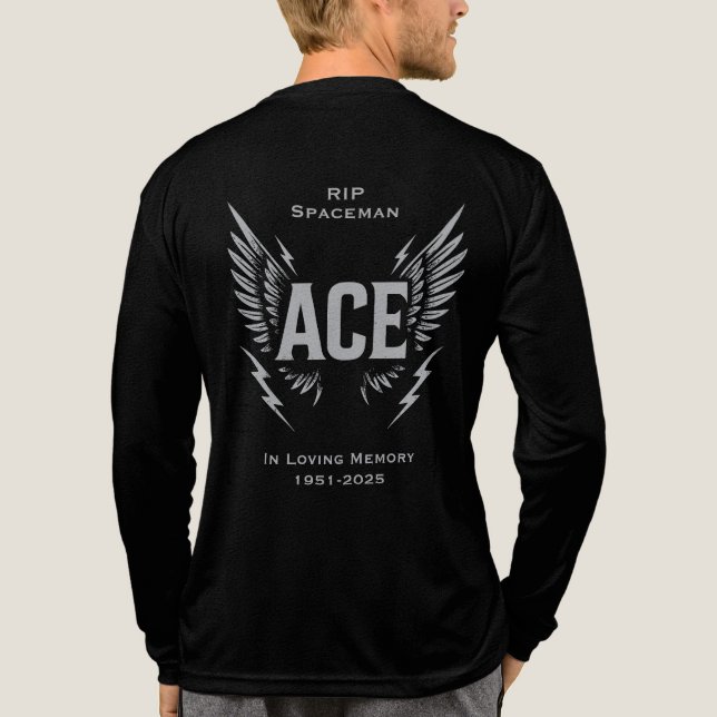 Personalize Ace Spaceman RIP Memorial Remembrance  Tri-Blend Shirt (Rückseite)