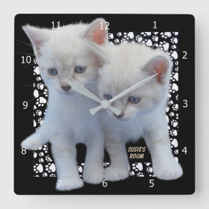 PERSONALIZE* ADD PET'S PHOTO SQUARE WALL CLOCK QUADRATISCHE WANDUHR