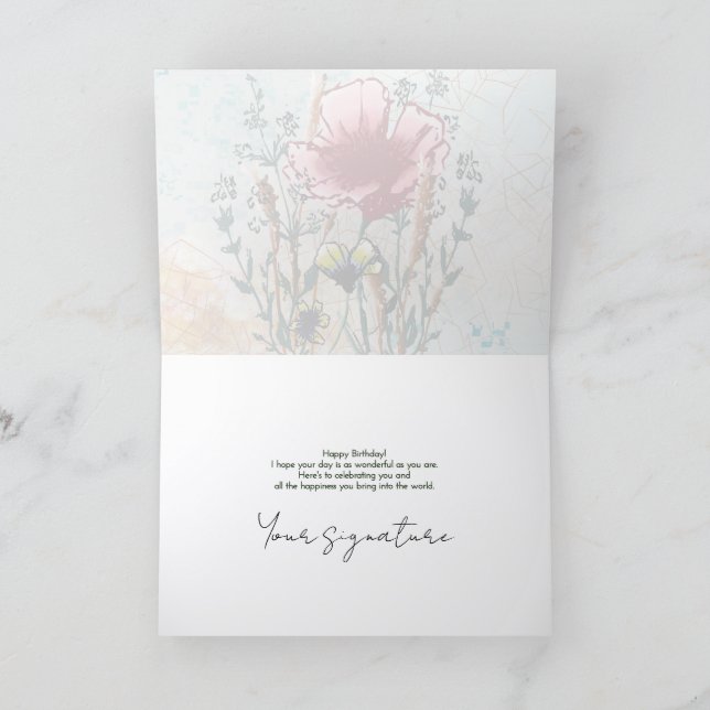 Personalize Artistic Wildflower Birthday Card Karte (Innenseite)
