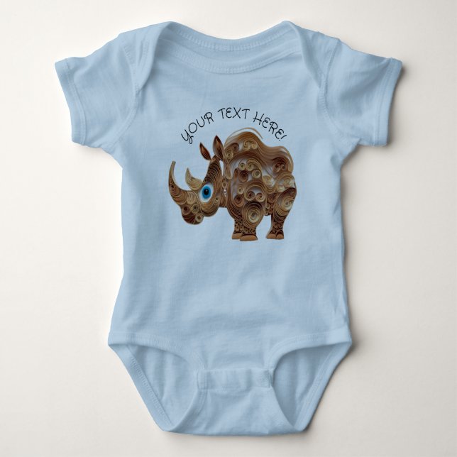 Personalize Baby Boy Niedlich Rhino Baby Strampler (Vorderseite)