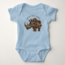 Personalize Baby Boy Niedlich Rhino Strampler