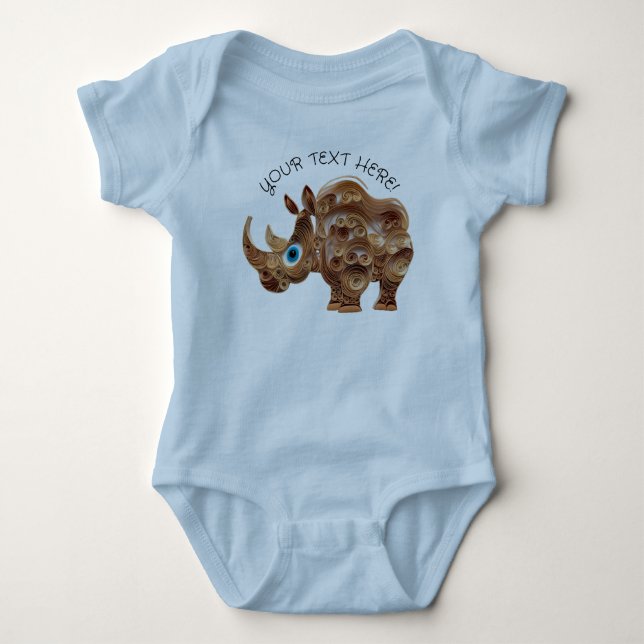 Personalize Baby Boy Niedlich Rhino Strampler (Vorderseite)