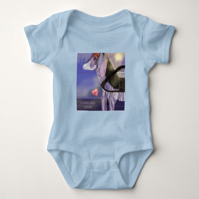 Personalize Baby hellblau "I LIEBE YOU" Baby Strampler (Vorderseite)