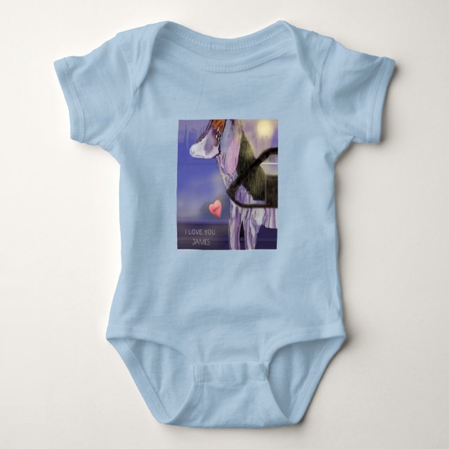 Personalize Baby hellblau "I LIEBE YOU" Strampler (Vorderseite)