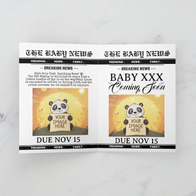 Personalize Baby News Paper Magazine Announcement  Einladung (Innenseite)