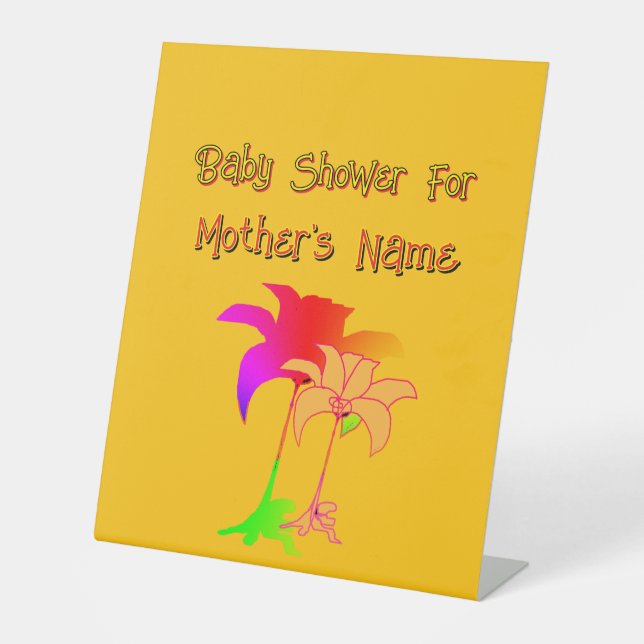 Personalize Baby Shower Floral Pedestal Sign Sockelschild (Vorderseite)