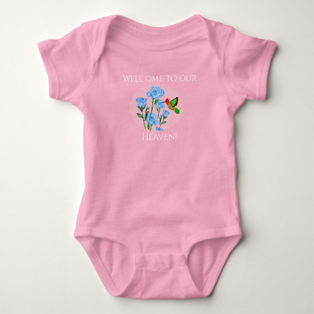 Personalize Baby's One=Piece Floral Hummingbird Baby Strampler (Vorderseite)