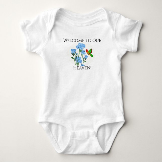 Personalize Baby's One=Piece Floral Hummingbird Baby Strampler (Vorderseite)