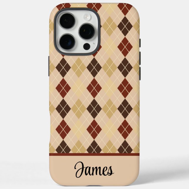 Personalize Beige Argyle iPhone / iPad case (Rückseite)