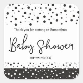 Personalize, Black, White, Baby Dusche, Danke Quadratischer Aufkleber