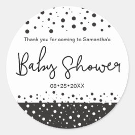 Personalize, Black, White, Baby Dusche, Danke Runder Aufkleber