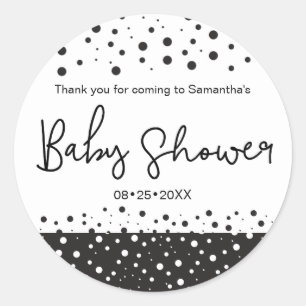 Personalize, Black, White, Baby Dusche, Danke Runder Aufkleber