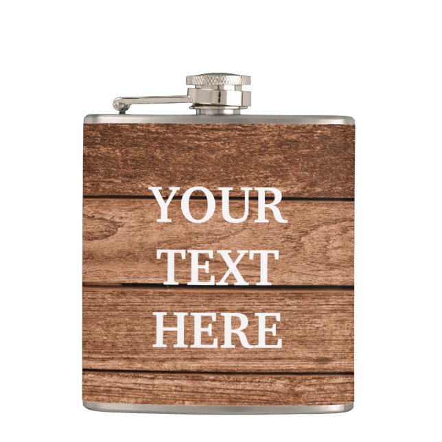 Personalize Black Wood Flachmann (Vorderseite)