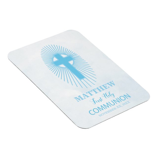 Personalize, Blue First Heilige Kommuny Cross Gast Magnet (Rechte Seite)