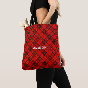 Personalize Bright Elegante Red Christmas Tartan