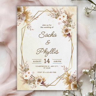 Personalize  brown rustic flower weding Invitation Einladung