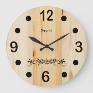 Personalize Butcher Block Wood Große Wanduhr