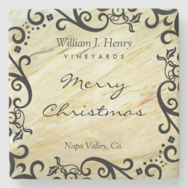 Personalize Christmas Marble Scroll Wine Steinuntersetzer