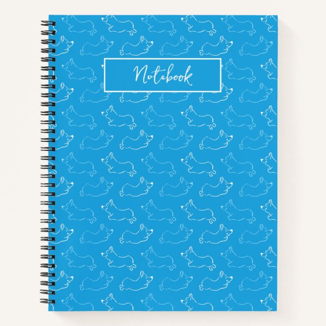 Personalize Corgi Hand-Drawn Doodle Teal Notizbuch (Vorderseite)
