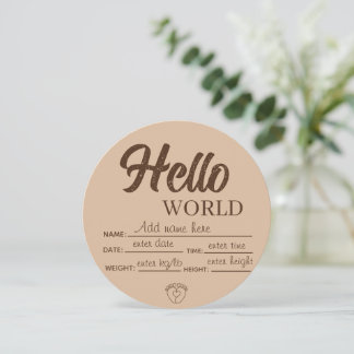 Personalize Custom Hello World Baby Sign Printable Einladung