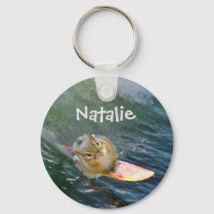 Personalize Cute Surfing Chipmunk Schlüsselanhänger